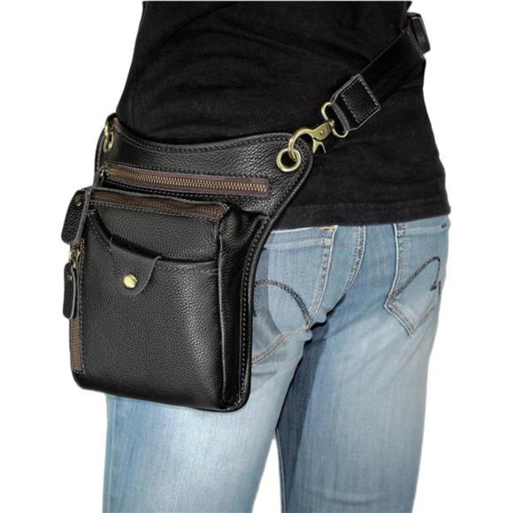 Genuine Leather hip bag Thigh Drop Leg Bag Waist fanny Pack for Men and Women - Picture 2 of 8